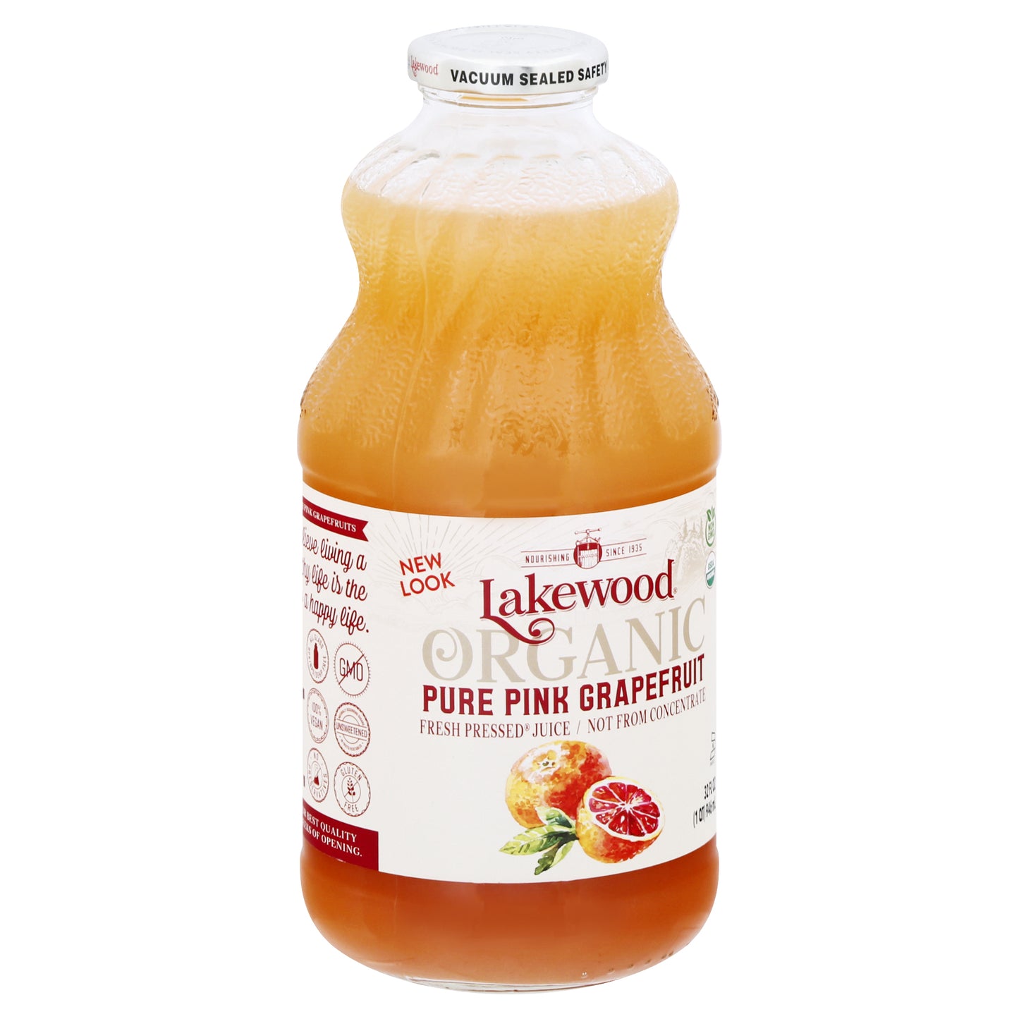 Lakewood Organic Fresh Pressed Pure Pink Grapefruit Juice 32 oz