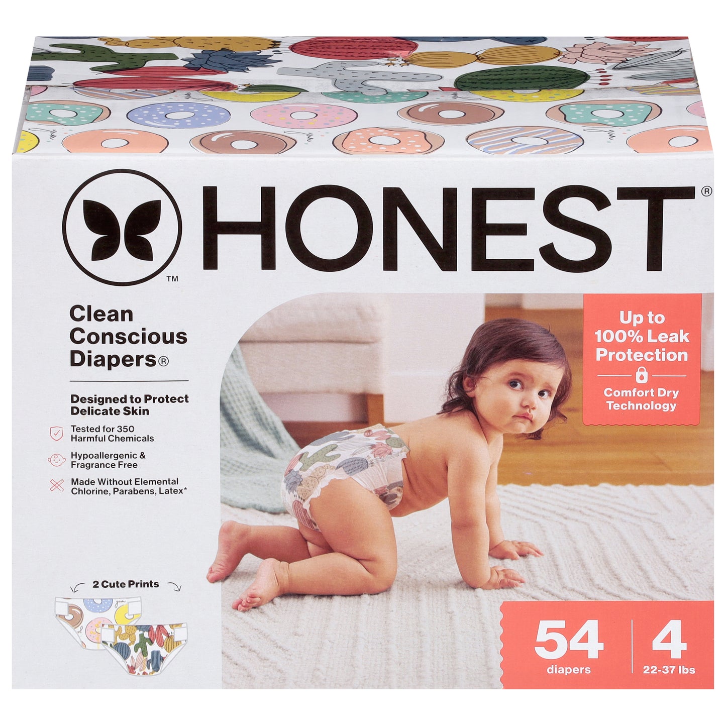 Honest Clean Conscious Size 4 Diapers (22-37 lbs (10-17 kg)) 54 Each