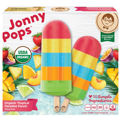 JonnyPops Organic Tropical Paradise Punch Water Pops 8 PK