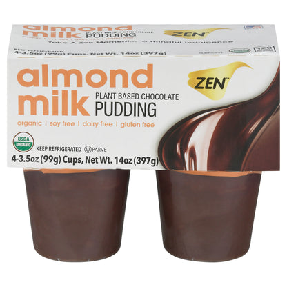 Zen Plant Based Almond Milk Chocolate Pudding Cup/Tub/Bowl 4 ea