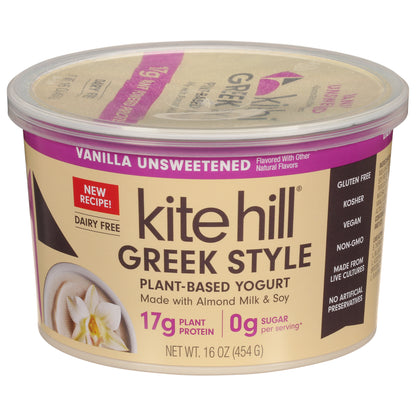 Kite Hill Unsweetened Vanilla Greek Style Plant-Based Yogurt 16 oz