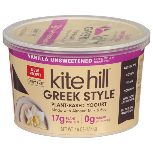 Kite Hill Unsweetened Vanilla Greek Style Plant-Based Yogurt 16 oz