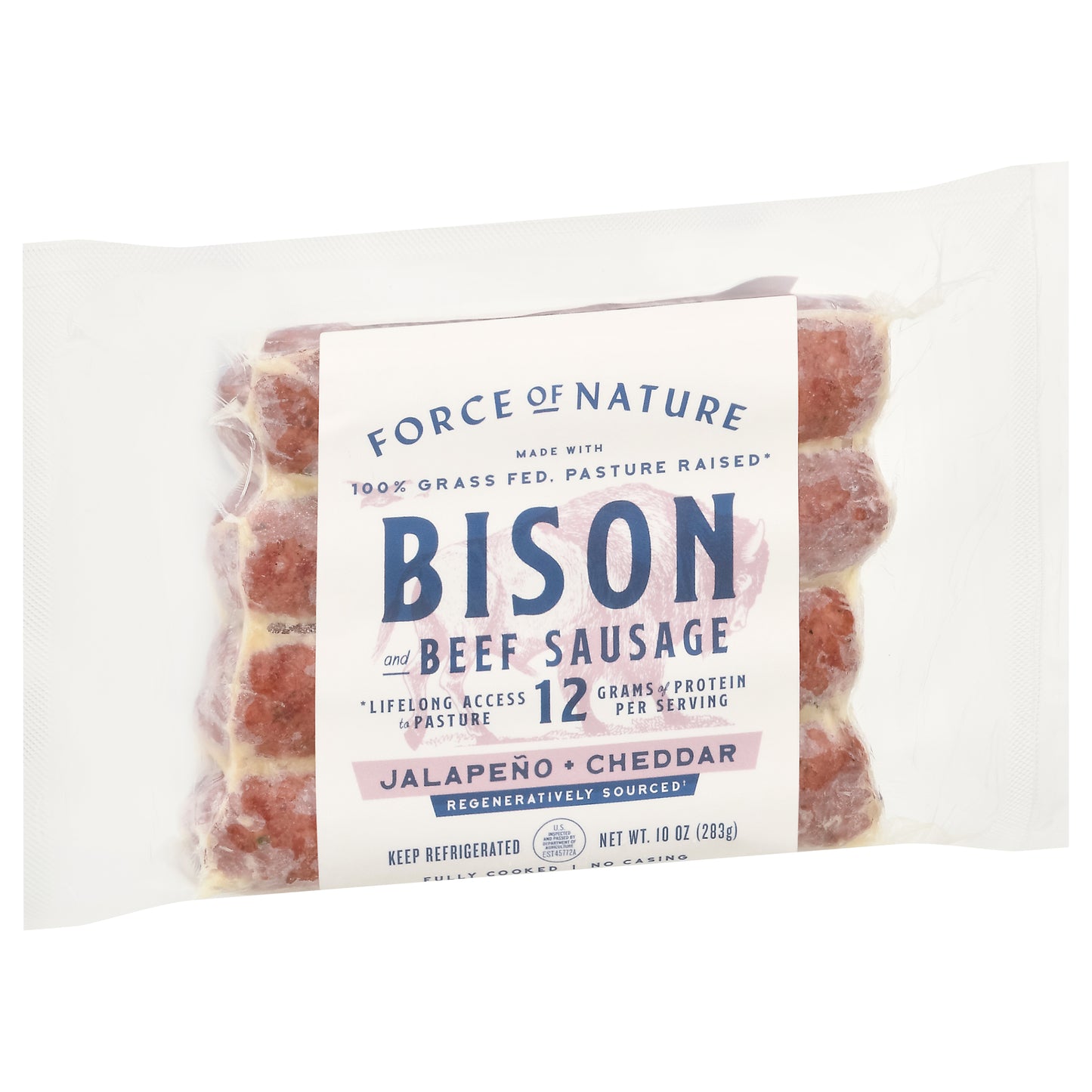 Force of Nature Jalapeno Cheddar Bison and Beef Sausage 10 oz