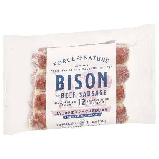 Force of Nature Jalapeno Cheddar Bison and Beef Sausage 10 oz