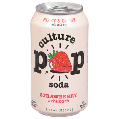 Culture Pop Probiotic Strawberry & Rhubarb Soda 12 fl oz