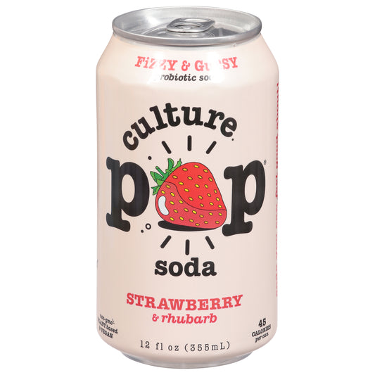 Culture Pop Probiotic Strawberry & Rhubarb Soda 12 fl oz