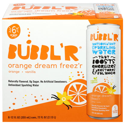 Bubbl'r Antioxidant Orange Dream Freez'r Sparkling Water 6 - 12 fl oz Cans