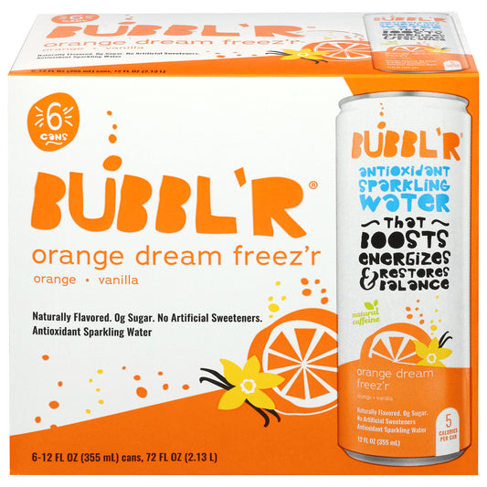 Bubbl'r Antioxidant Orange Dream Freez'r Sparkling Water 6 - 12 fl oz Cans