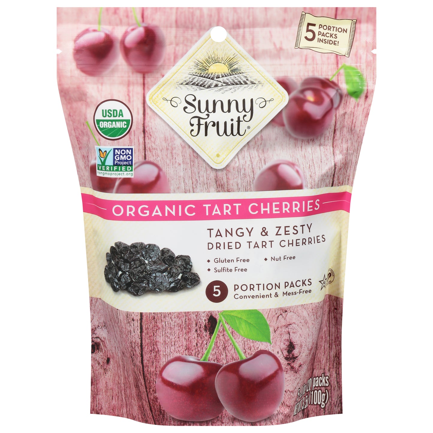 Sunny Fruit Organic Tart Cherries 5 - 0.7 oz Packs