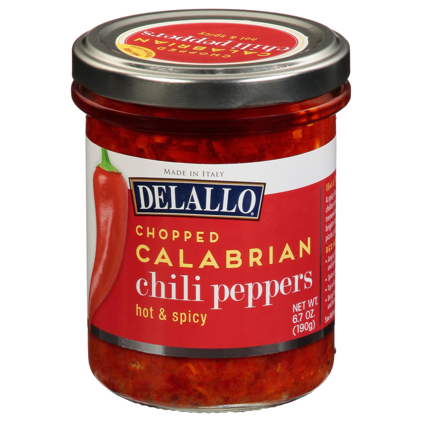 Delallo Chopped Hot & Spicy Calabrian Chili Peppers 6.7 oz