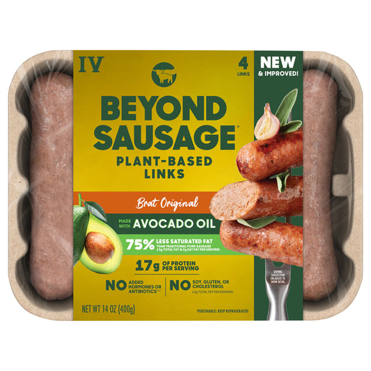 Beyond Meat Beyond Sausage Plant-Based Dinner Sausage Links, Brat Original 14 oz