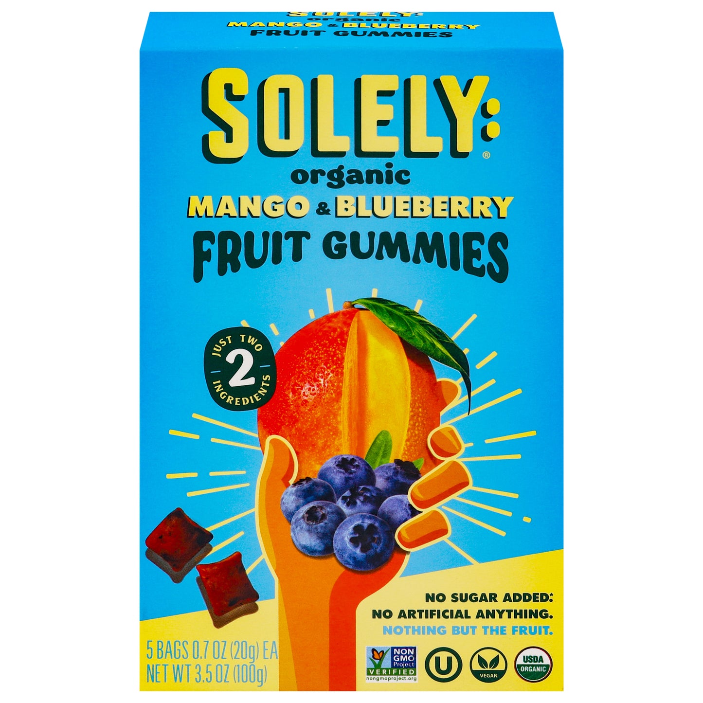 Solely Organic Mango & Blueberry Fruit Gummies 5 - 0.7 oz Bags