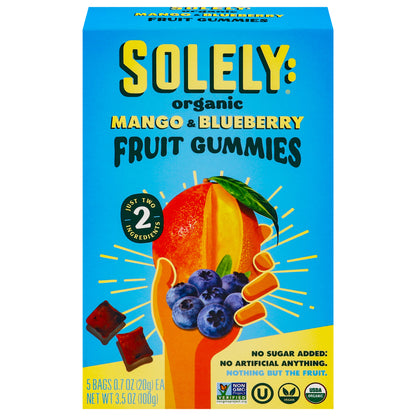 Solely Organic Mango & Blueberry Fruit Gummies 5 - 0.7 oz Bags