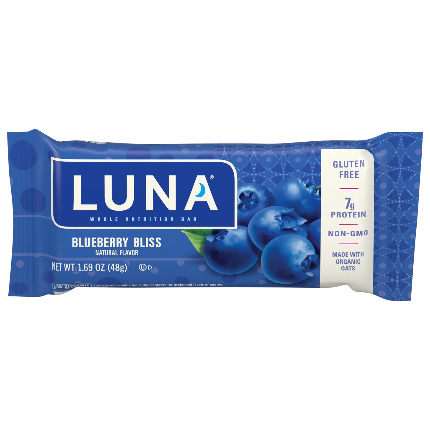 LUNA Bar - Blueberry Bliss Flavor - Snack Bars - Non-GMO - Gluten-Free Protein Bars - Made with Organic Oats (1 Count)
