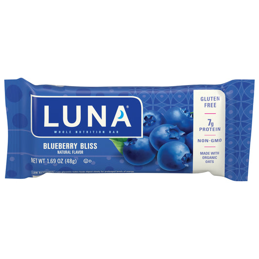 LUNA Bar - Blueberry Bliss Flavor - Snack Bars - Non-GMO - Gluten-Free Protein Bars - Made with Organic Oats (1 Count)