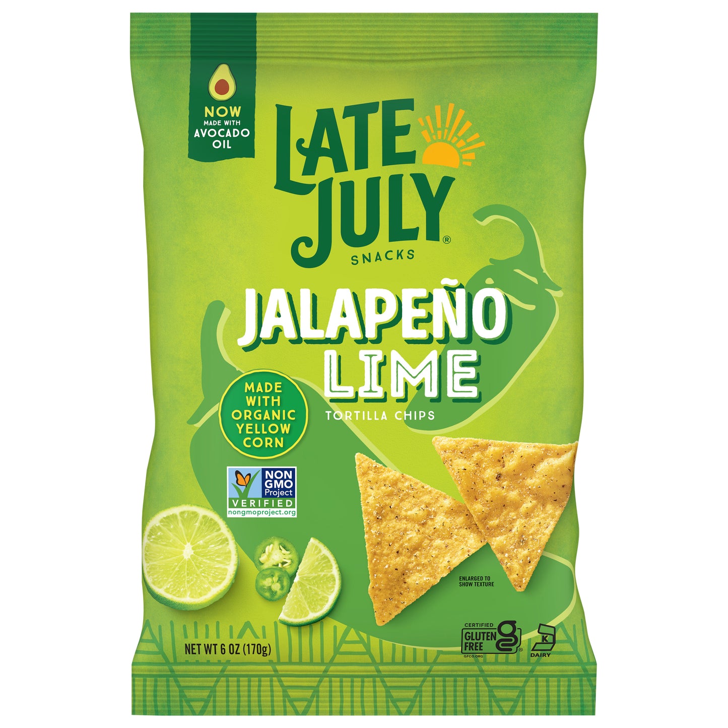 LATE JULY® Snacks Jalapeno Lime Tortilla Chips, 6 Oz Bag