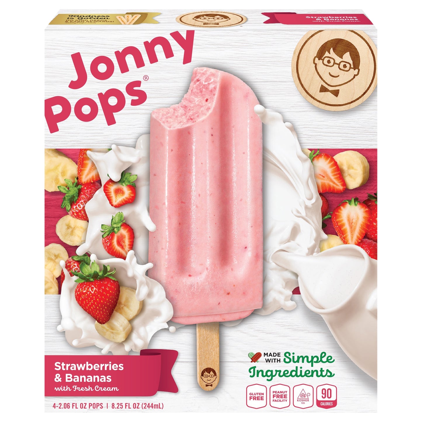 JonnyPops Strawberries & Bananas with Cream 4 PK