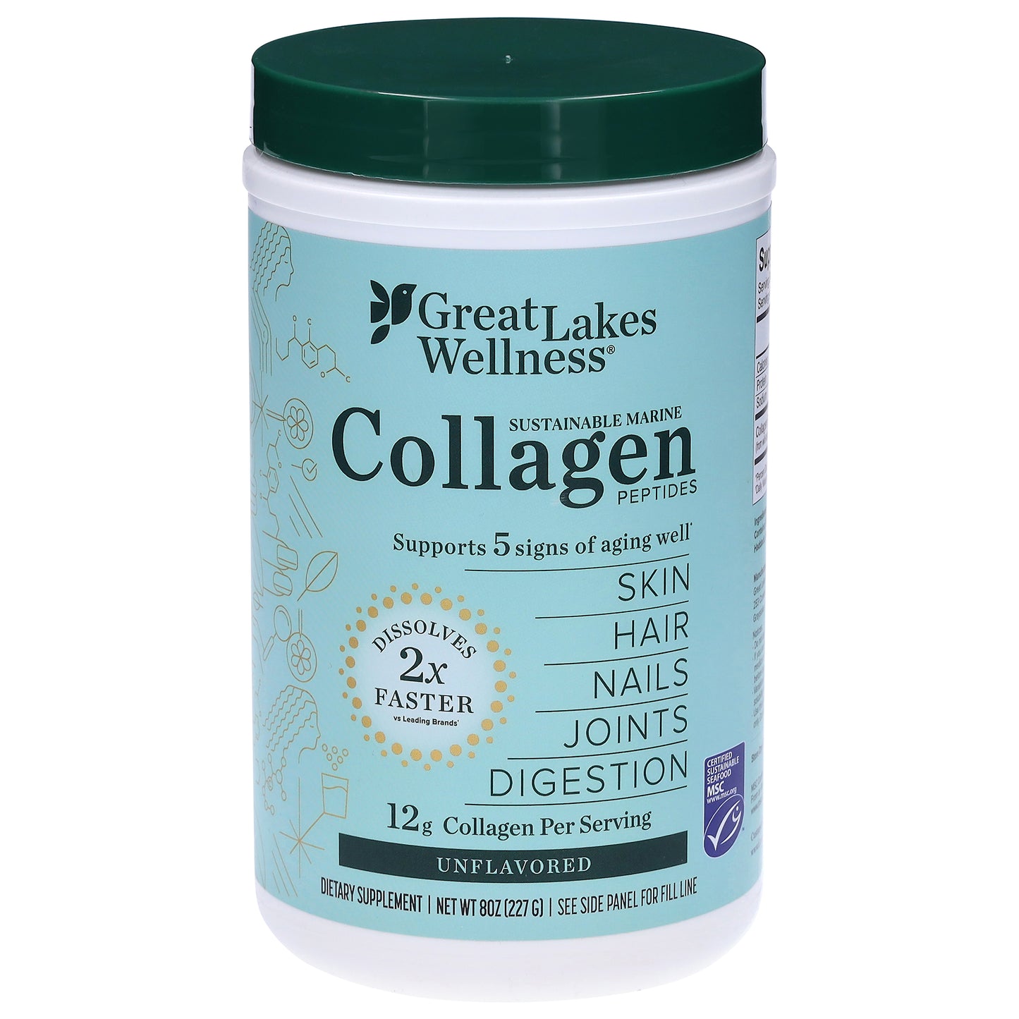 Great Lakes Wellness Sustainable Marine Unflavored Collagen 8 oz