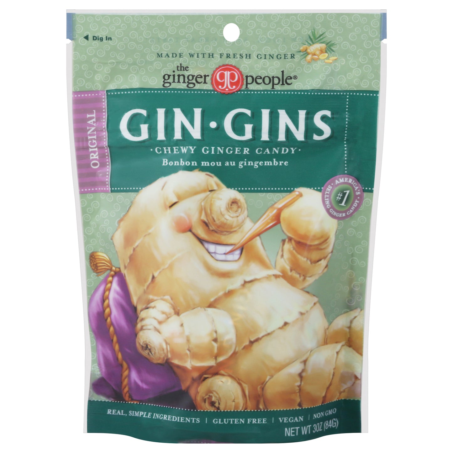 Ginger People Gin Gins Original Chewy Ginger Candy 3 oz