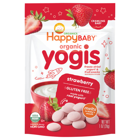 Happy Baby Organics Organic Yogis Freeze-Dried Yogurt & Fruit Snacks Strawberry 1 oz UNIT