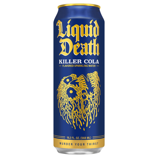 Liquid Death, Killer Cola, Soda-Flavored Sparkling Water, 19.2 oz King Sized Can, Low Calorie & No Artificial Sweeteners