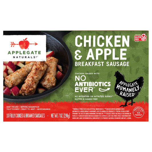 Applegate Natural Chicken & Apple Breakfast Sausage Links, 7oz (Frozen)