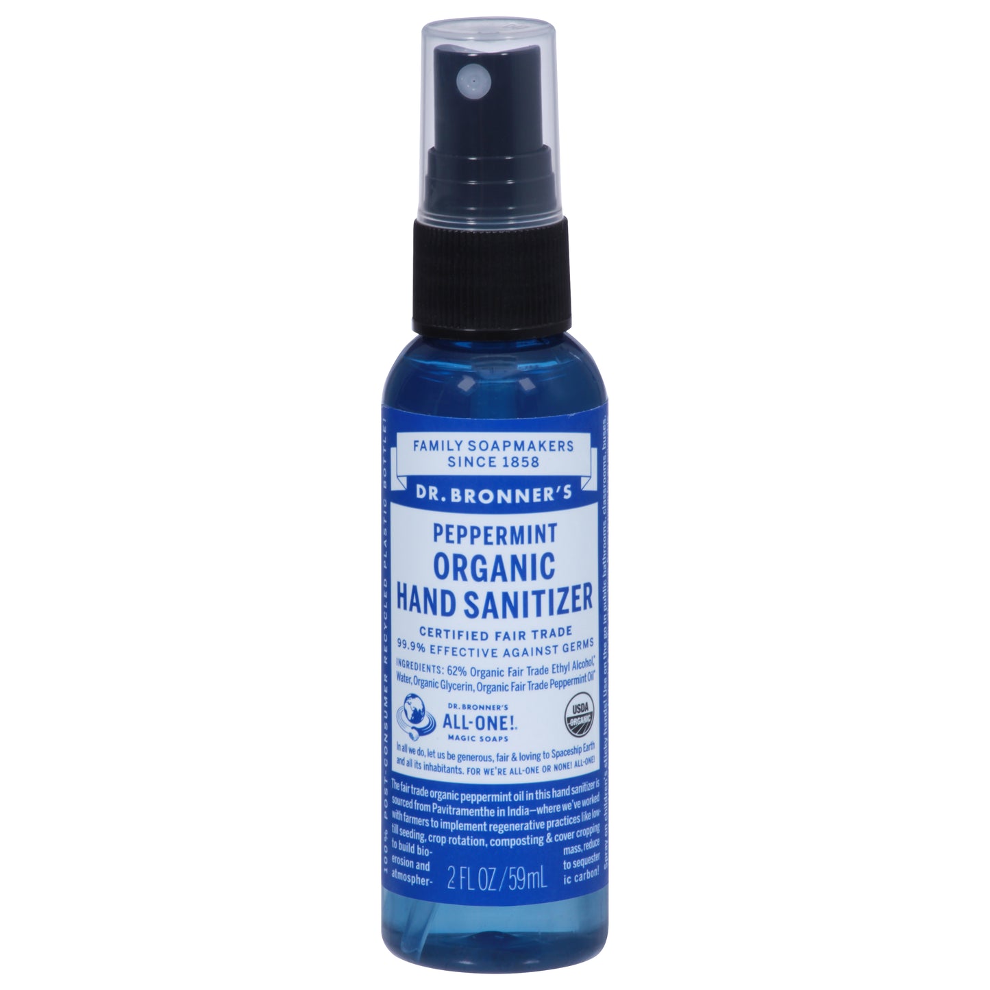 Dr. Bronner's Organic Peppermint Hand Sanitizer 2 fl oz