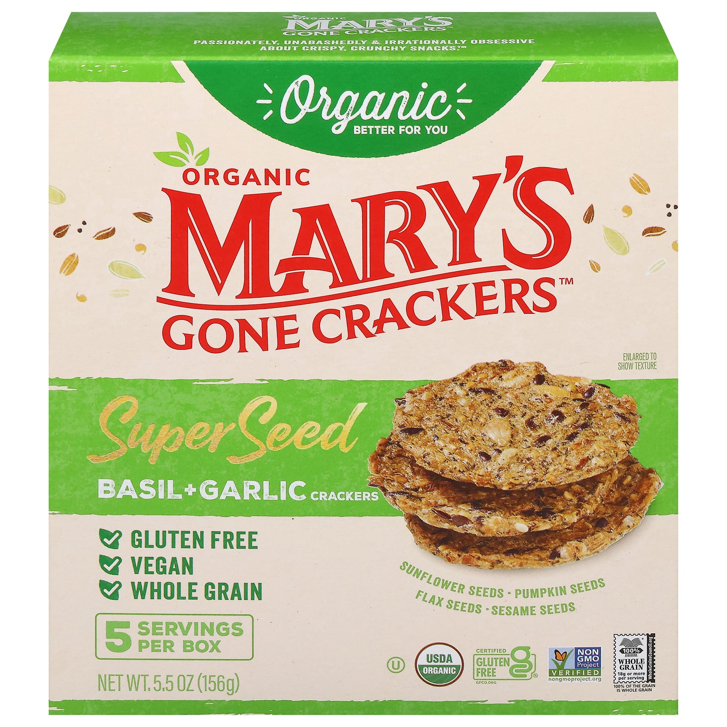 Mary's Gone Crackers Organic Super Seed Basil + Garlic Crackers 5.5 oz