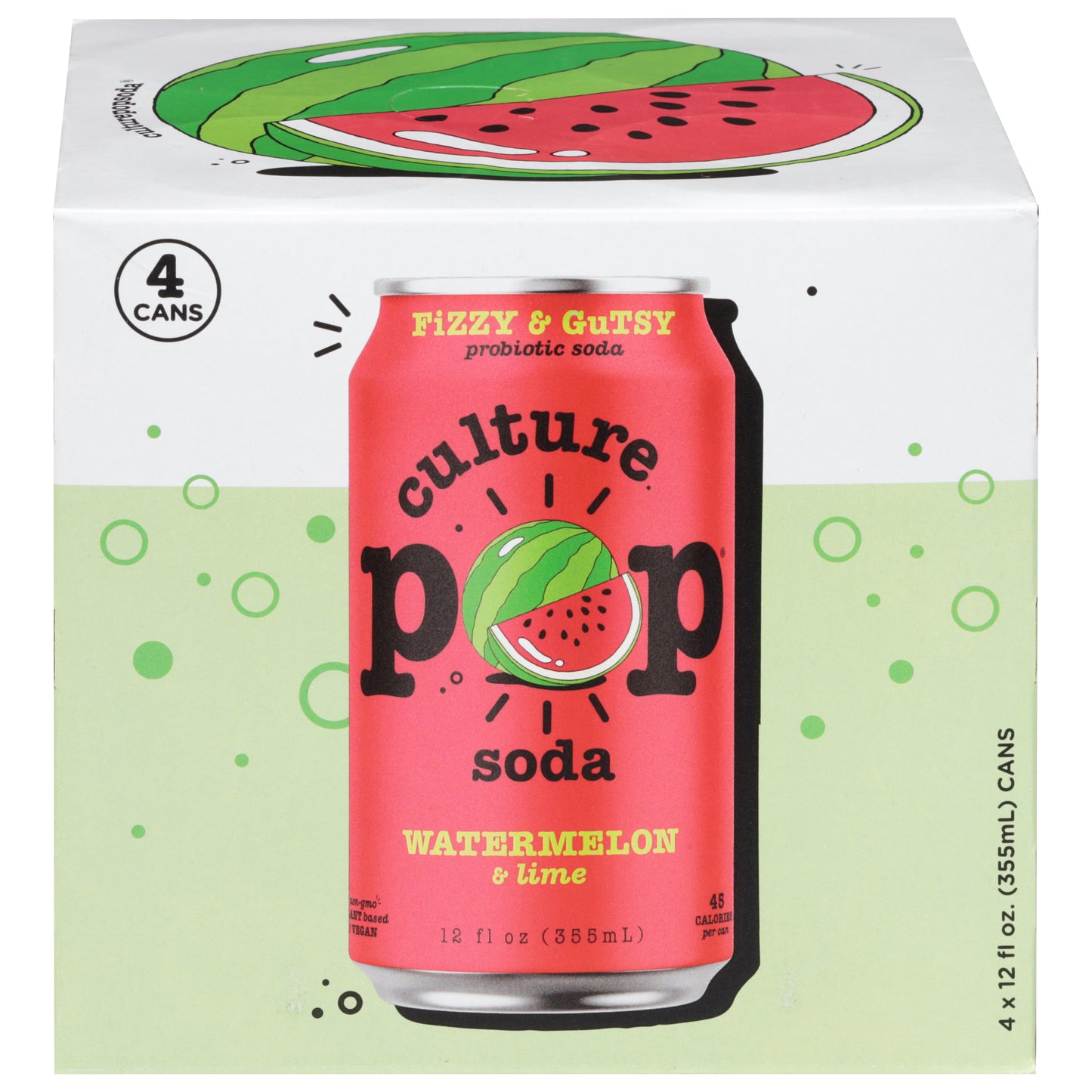 Culture Pop Watermelon & Lime Probiotic Soda 4 - 12 fl oz Cans