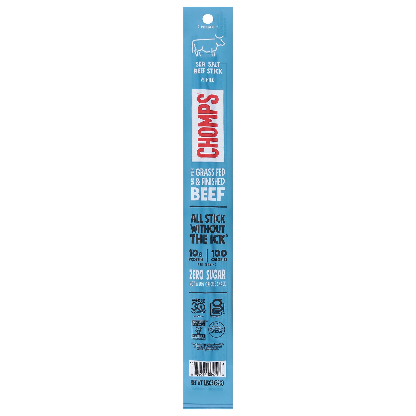 Chomps Zero Sugar Mild Sea Salt Beef Stick 1.15 oz