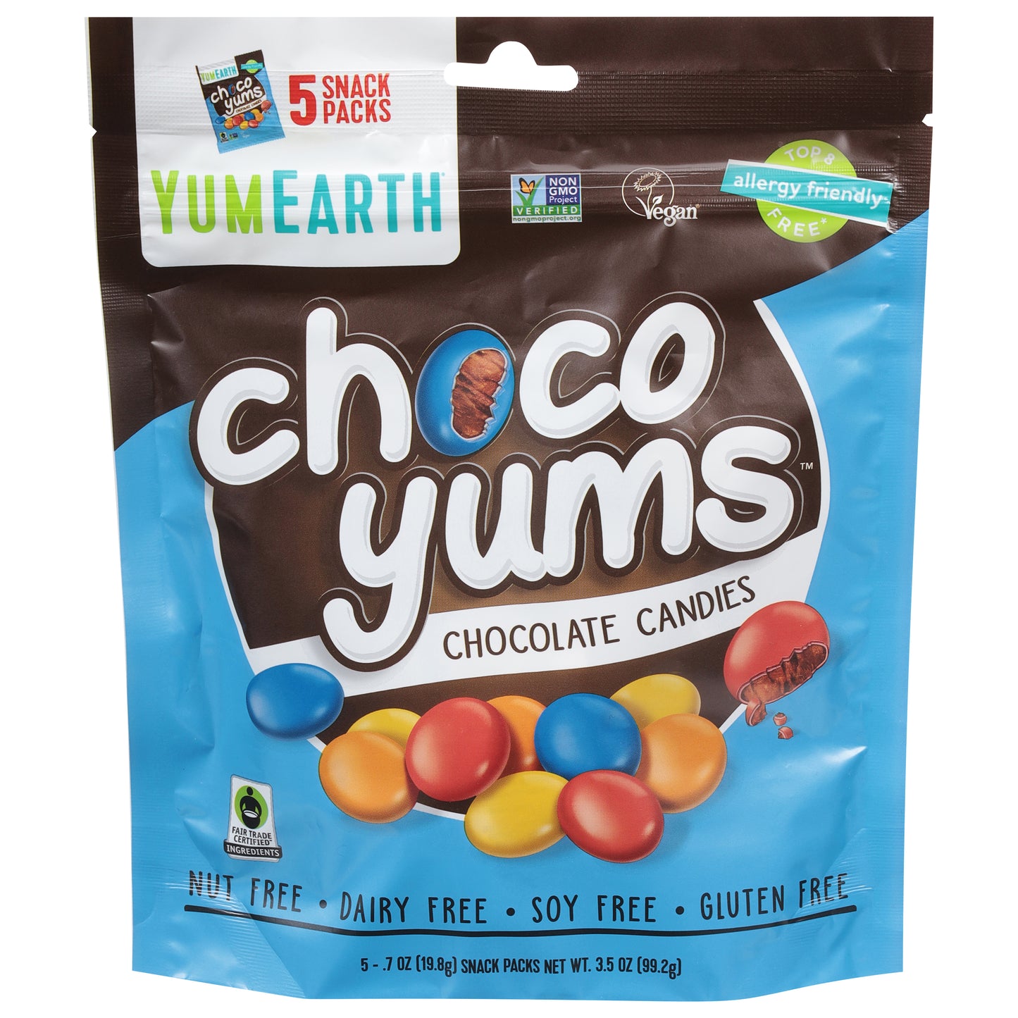 YumEarth Choco Yums Chocolate Candies 5 - 0.7 oz Packs