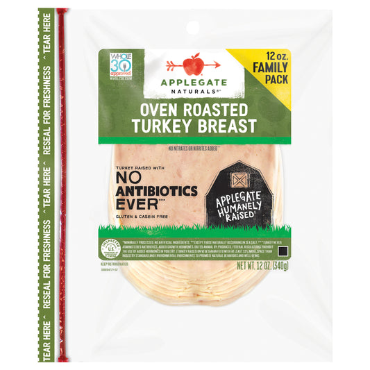 Applegate Naturals Oven Roasted Turkey Breast Sliced Family Pack, 12oz