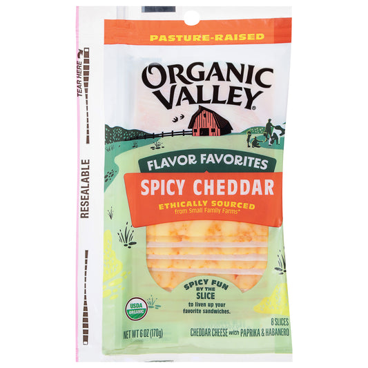 Organic Valley Pasture-Raised Spicy Cheddar Cheese Slices 8 Each