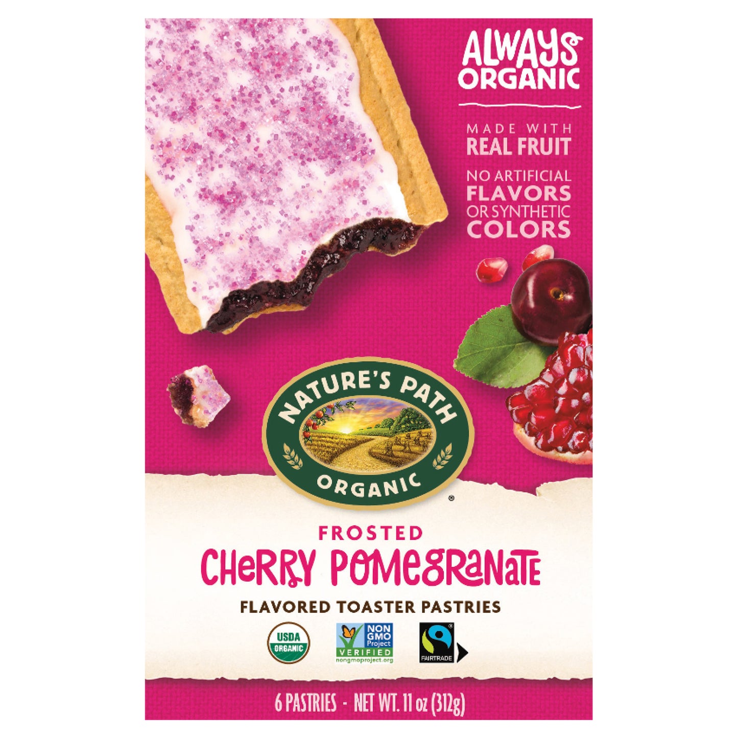 Nature's Path Organic Cherry Pomegranate Frosted Toaster Pastries 11oz Box