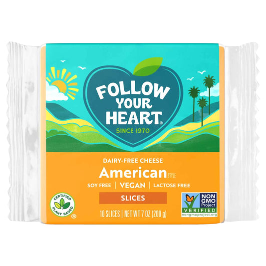Follow Your Heart Dairy Free Cheese, American Style Slices, Vegan, Gluten Free, 10 Ct, 7 OZ Pack
