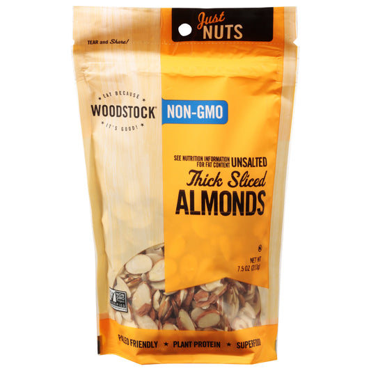 Woodstock Thick Sliced Non-GMO Unsalted Almonds 7.5 oz