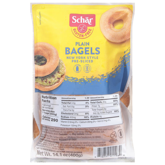 Schar Gluten-Free Pre-Sliced New York Style Plain Bagels 14.1 oz