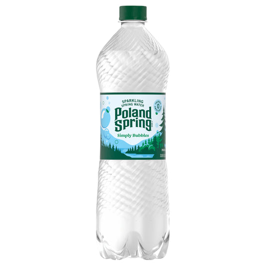 Poland Spring Sparkling Water, Simply Bubbles, 33.8 oz. Bottle