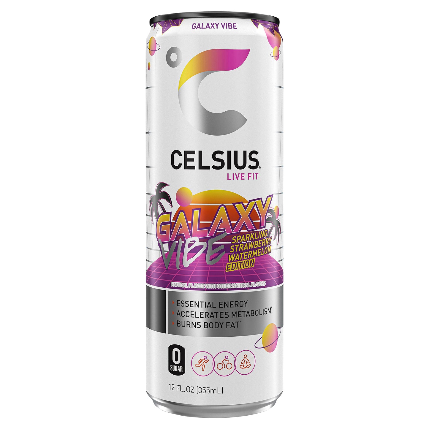 Celsius Live Fit Galaxy Vibe Energy Drink Sparkling Strawberry Watermelon 12 Fl Oz