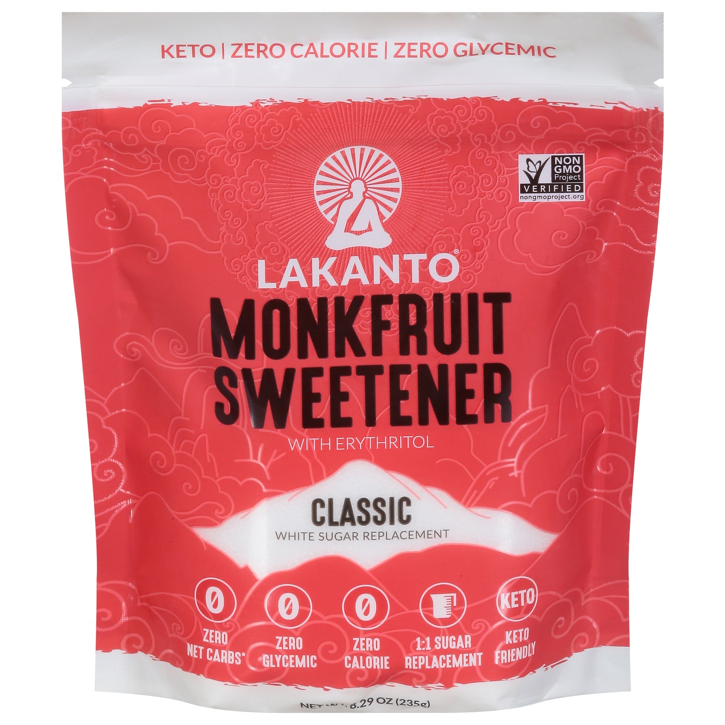 Lakanto Classic Monkfruit Sweetener White Sugar Replacement with Erythritol 8.29 oz