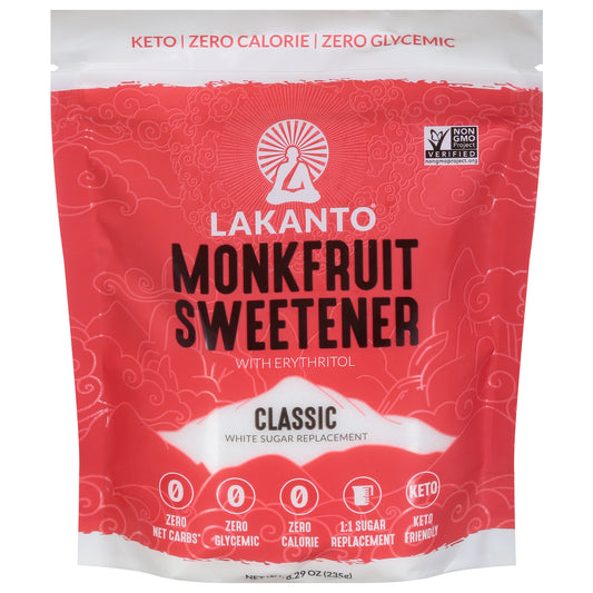 Lakanto Classic Monkfruit Sweetener White Sugar Replacement with Erythritol 8.29 oz