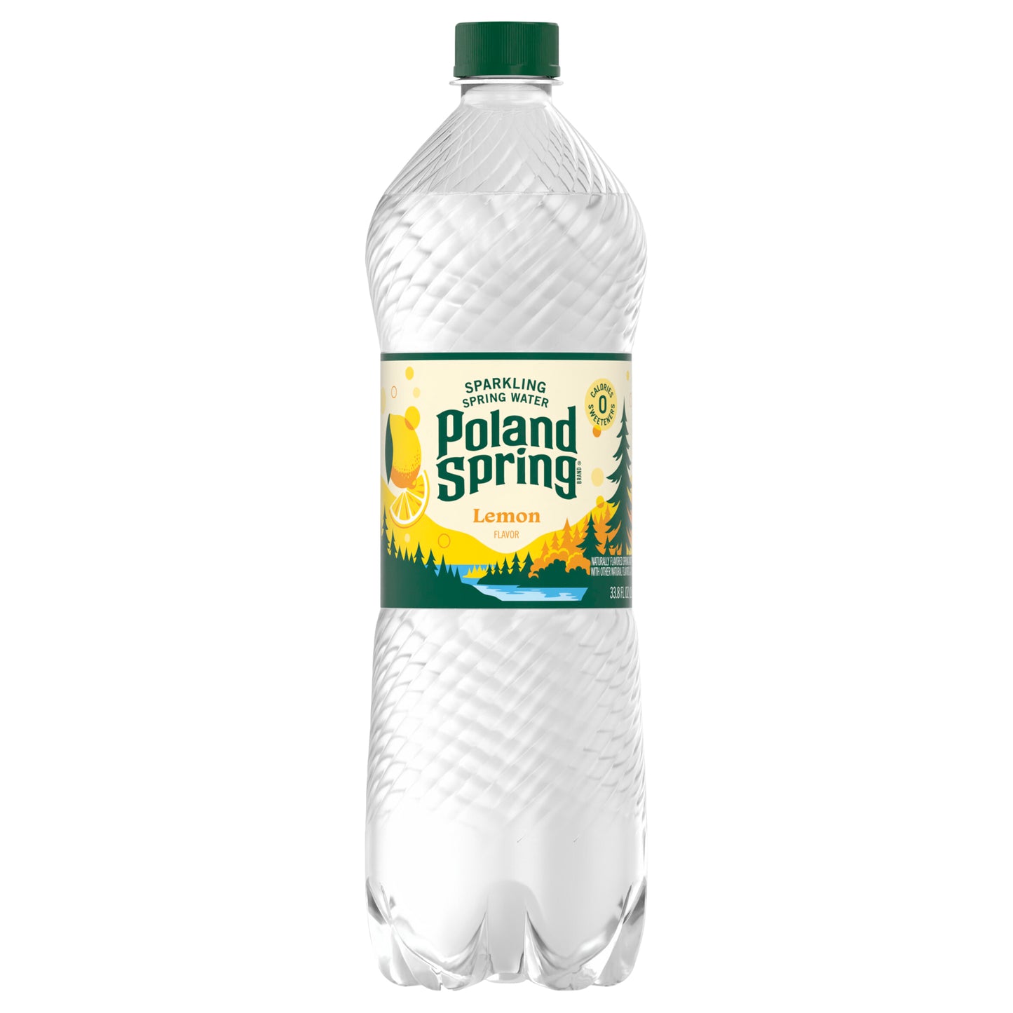 Poland Spring Sparkling Water, Lively Lemon, 33.8 oz. Bottle