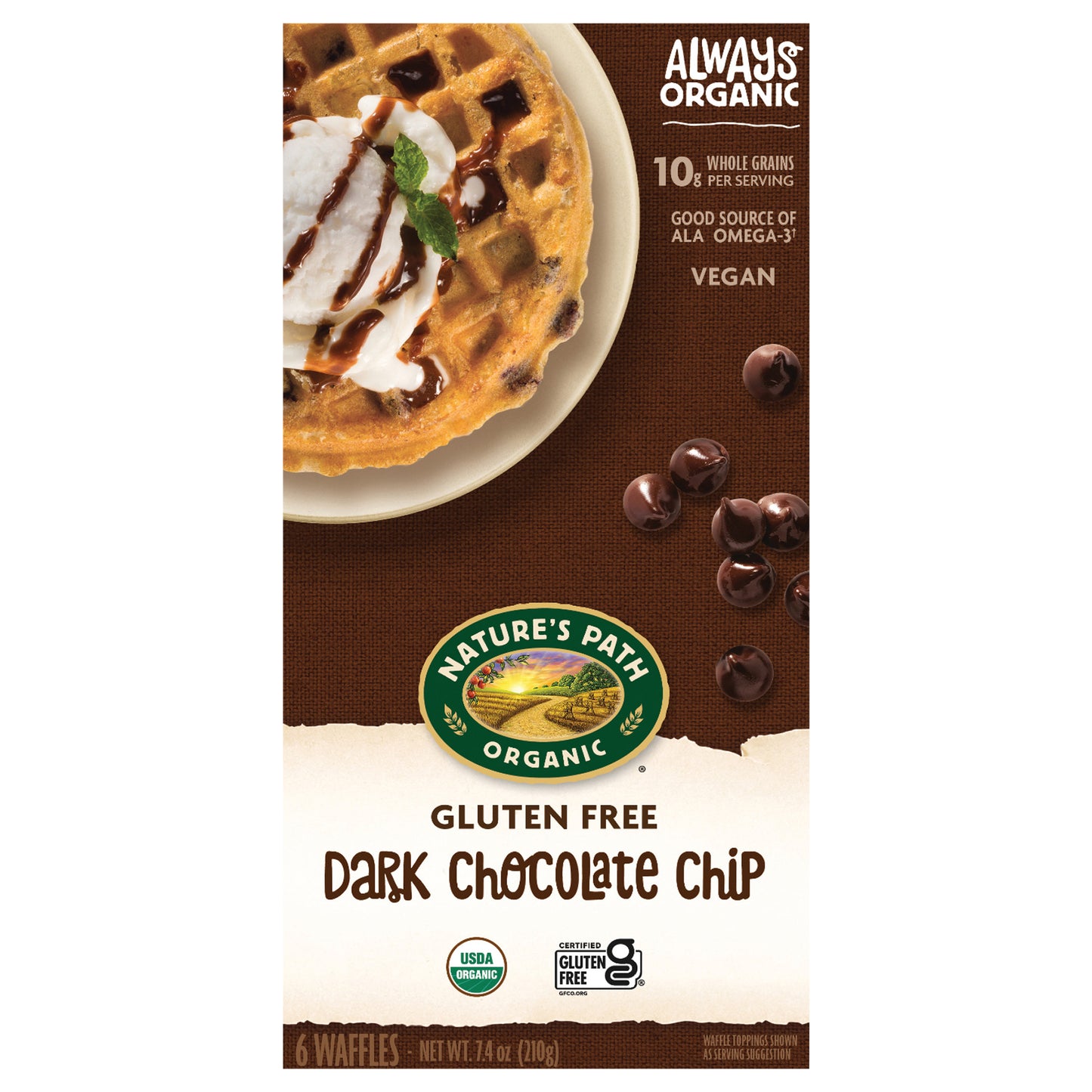 Nature's Path Organic Dark Chocolate Chip Waffles 7oz Box