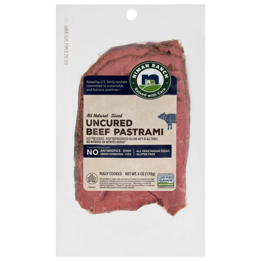 Niman Ranch All Natural Sliced Uncured Beef Pastrami 6 oz