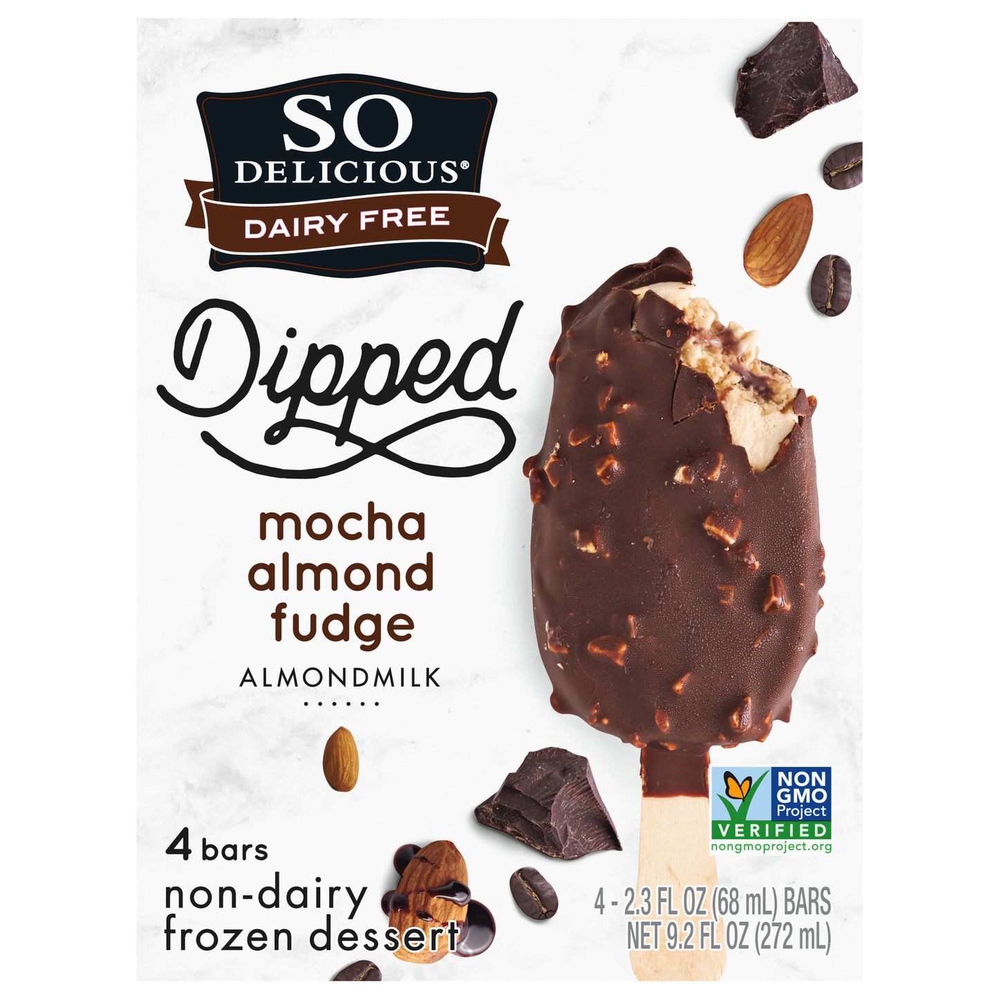 So Delicious Dairy Free Dipped Mocha Almond Fudge Almond Milk Frozen Dessert Bar, 4 Count