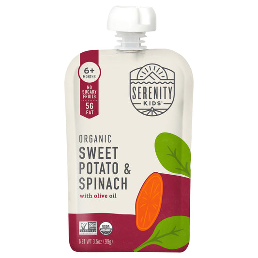 Serenity Kids Organic Sweet Potato & Spinach with Organic Olive Oil Pouch, 3.5oz
