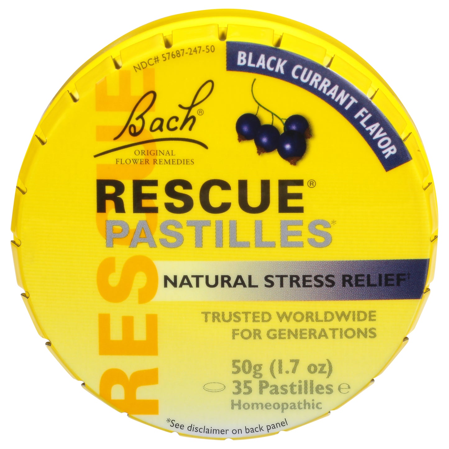 Bach Original Flower Remedies Rescue Black Currant Flavor Natural Stress Relief 35 Pastilles