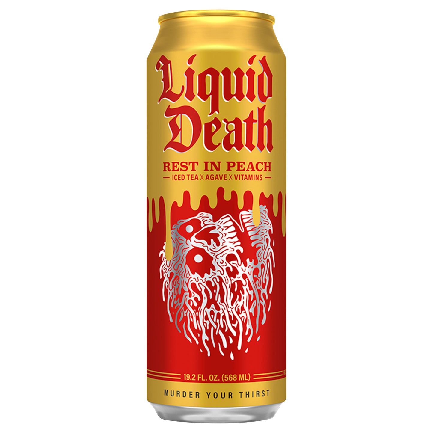 Liquid Death Iced Black Tea, Rest in Peach 19.2 oz King Size Can