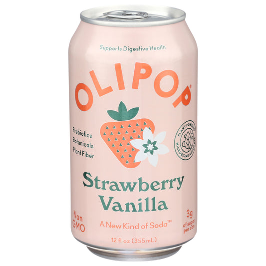 OLIPOP Strawberry Vanilla, A New Kind of Soda 12 fl oz