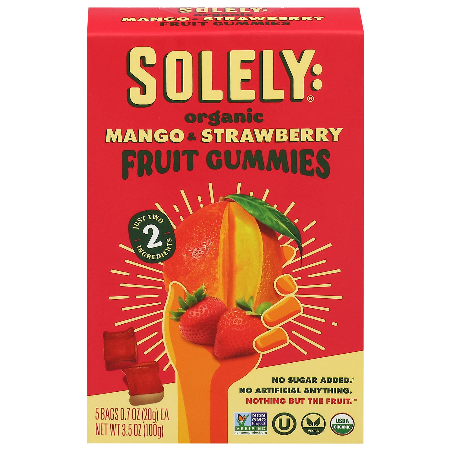 Solely Organic Mango & Strawberry Fruit Gummies 5 - 0.7 oz Bags